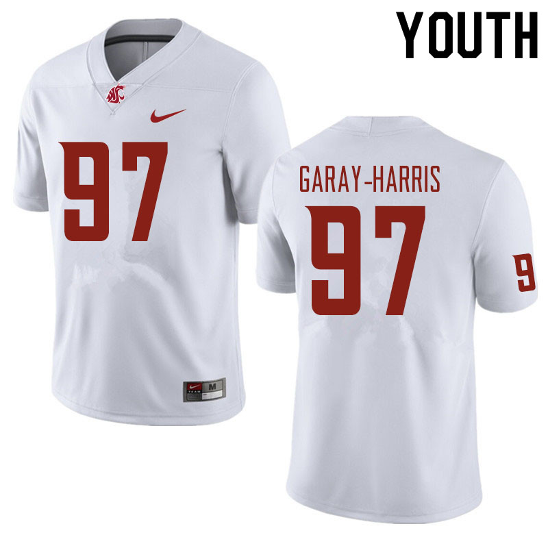 Youth #97 Ty Garay-Harris Washington State Cougars Football Jerseys Sale-White